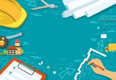 Vector illustration of working table architect royalty free illustration Vector illustration of working table architect royalty free illustration