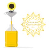 Vector illustration for yellow bottle sunflower oil, plastic jar royalty free illustration Vector illustration for yellow bottle sunflower oil, plastic jar royalty free illustration