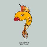 Vector a ilustração de peixes agradáveis engraçados com os bordos vermelhos grandes feitos estilo tirado disponivel dos desenhos Fotos de Stock Royalty Free Vector a ilustração de peixes agradáveis engraçados com os bordos vermelhos grandes feitos estilo tirado disponivel dos desenhos Fotos de Stock Royalty Free