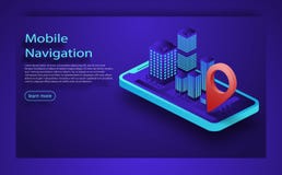 Vector a ilustração do smartphone com navegação móvel app na tela Mapa de rota com os símbolos que mostram o lugar do homem ilustração stock Vector a ilustração do smartphone com navegação móvel app na tela Mapa de rota com os símbolos que mostram o lugar do homem ilustração stock