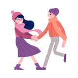Vector a ilustração dos pares felizes que enganam ao redor um com o otro e que riem no outono ilustração royalty free Vector a ilustração dos pares felizes que enganam ao redor um com o otro e que riem no outono ilustração royalty free