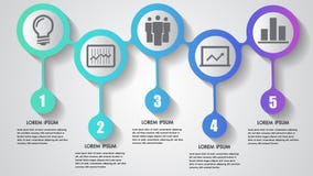 Vector infographics business five steps timeline elements design concept integrated circles background.Blank space for content. vector illustration Vector infographics business five steps timeline elements design concept integrated circles background.Blank space for content. vector illustration