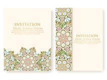 Vector invitation, cards with ethnic arabesque elements. Arabesque style design. Elegant floral abstract ornaments. stock illustration Vector invitation, cards with ethnic arabesque elements. Arabesque style design. Elegant floral abstract ornaments. stock illustration