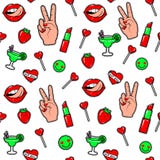 Vector l'illustrazione del fondo senza cuciture degli autoadesivi della toppa di divertimento di modo illustrazione di stock Vector l'illustrazione del fondo senza cuciture degli autoadesivi della toppa di divertimento di modo illustrazione di stock