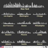 Vector l'illustrazione di più grande tavolozza di colore degli orizzonti della città degli Stati Uniti in bianco e nero Icone di illustrazione di stock Vector l'illustrazione di più grande tavolozza di colore degli orizzonti della città degli Stati Uniti in bianco e nero Icone di illustrazione di stock