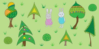 Vector l'illustrazione di un'illustrazione della foresta delle lepri in una foresta illustrazione di stock Vector l'illustrazione di un'illustrazione della foresta delle lepri in una foresta illustrazione di stock