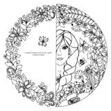 Vector la donna dello zentangl dell'illustrazione nel telaio rotondo con i fiori La ragazza, cerchio, ape dello zenart del ritrat illustrazione vettoriale Vector la donna dello zentangl dell'illustrazione nel telaio rotondo con i fiori La ragazza, cerchio, ape dello zenart del ritrat illustrazione vettoriale