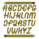 Vector la escritura, letras de moda del alfabeto fijadas creadas con los lápices, stock de ilustración Vector la escritura, letras de moda del alfabeto fijadas creadas con los lápices, stock de ilustración