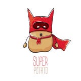 Vector la patata marrón linda del superhéroe de la historieta divertida con el cabo rojo del héroe libre illustration Vector la patata marrón linda del superhéroe de la historieta divertida con el cabo rojo del héroe libre illustration