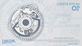 Vector la tecnologia futuristica, ruota di ingranaggio del Libro Bianco 3d sul circu illustrazione di stock Vector la tecnologia futuristica, ruota di ingranaggio del Libro Bianco 3d sul circu illustrazione di stock