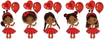 Vector leuke kleine Afrikaanse Amerikaanse meisjes met diverse kapsels stock illustratie Vector leuke kleine Afrikaanse Amerikaanse meisjes met diverse kapsels stock illustratie