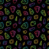 Vector line color neon crystals seamless pattern isolated on black background royalty free illustration Vector line color neon crystals seamless pattern isolated on black background royalty free illustration