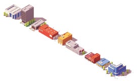 Vector low poly isometric buildings set Stock Photo Vector low poly isometric buildings set Stock Photo