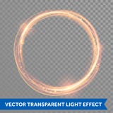 Vector magic gold circle. Glowing fire ring. Glitter sparkle swirl.