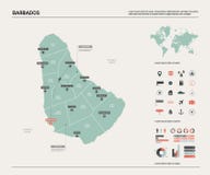 Vector map of Barbados. High detailed country map with division, cities and capital Bridgetown. Political map, world map, vector illustration Vector map of Barbados. High detailed country map with division, cities and capital Bridgetown. Political map, world map, vector illustration