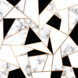 Vector marble texture design with golden geometric lines, black and white marbling surface, modern luxurious background