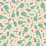 Vector mixed leaves and berries repeat seamless pattern. stock illustration Vector mixed leaves and berries repeat seamless pattern. stock illustration