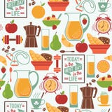 Vector modern flat design seamless pattern. Good morning. royalty free illustration Vector modern flat design seamless pattern. Good morning. royalty free illustration