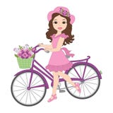 Vector Mooi Meisje met Fiets vector illustratie Vector Mooi Meisje met Fiets vector illustratie