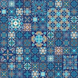 Vector mosaic patchwork ornament with square tiles. Seamless texture. Portuguese azulejos decorative pattern Royalty Free Stock Images Vector mosaic patchwork ornament with square tiles. Seamless texture. Portuguese azulejos decorative pattern Royalty Free Stock Images