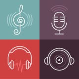 Vector musical logos and icons in outline style vector illustration Vector musical logos and icons in outline style vector illustration