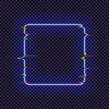 Vector Neon Square Frame with Glitch Effect Isolated on Dark Transparent Background, Bright Light, Abstract Illustration. stock illustration Vector Neon Square Frame with Glitch Effect Isolated on Dark Transparent Background, Bright Light, Abstract Illustration. stock illustration