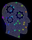 Vector Network Mesh Brain Gears with Spectrum Colored Glare Spots vector illustration Vector Network Mesh Brain Gears with Spectrum Colored Glare Spots vector illustration