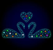 Vector Network Mesh Love Swans with Glare Spots for New Year vector illustration Vector Network Mesh Love Swans with Glare Spots for New Year vector illustration