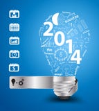 Vector 2014 new year with creative light bulb idea. 2014 new year with creative light bulb idea with drawing charts and graphs business success strategy plan vector illustration Vector 2014 new year with creative light bulb idea. 2014 new year with creative light bulb idea with drawing charts and graphs business success strategy plan vector illustration