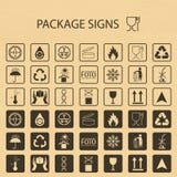 Vector Packaging Symbols On Cardboard Background. Shipping Icon Set Including Recycling, Fragile, The Shelf Life Of The Pro Stock Photography Vector Packaging Symbols On Cardboard Background. Shipping Icon Set Including Recycling, Fragile, The Shelf Life Of The Pro Stock Photography