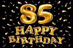 Vector palloni dell'oro della celebrazione di buon compleanno i 85th e gli scintilli dorati dei coriandoli progettazione dell'ill Immagini Stock Libere da Diritti Vector palloni dell'oro della celebrazione di buon compleanno i 85th e gli scintilli dorati dei coriandoli progettazione dell'ill Immagini Stock Libere da Diritti