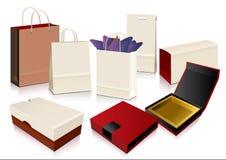 Vector Paper Bag And Boxes Royalty Free Stock Photography Vector Paper Bag And Boxes Royalty Free Stock Photography