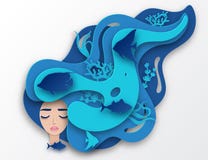 Vector paper portrait of young beautiful woman mermaid royalty free illustration Vector paper portrait of young beautiful woman mermaid royalty free illustration