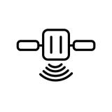 Vector por satélite del icono aislado en el fondo blanco, muestra por satélite stock de ilustración Vector por satélite del icono aislado en el fondo blanco, muestra por satélite stock de ilustración