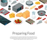 Vector que cocina el ejemplo isométrico de los objetos de la comida libre illustration Vector que cocina el ejemplo isométrico de los objetos de la comida libre illustration