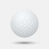 Vector realistic flying golf ball closeup isolated on transparent background. Design template in EPS10. stock illustration Vector realistic flying golf ball closeup isolated on transparent background. Design template in EPS10. stock illustration