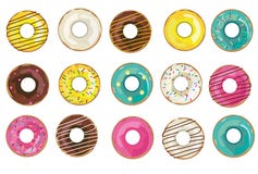 Vector realistische donutsinzameling, reeks ge?soleerde voorwerpen op de witte achtergrond vector illustratie Vector realistische donutsinzameling, reeks ge?soleerde voorwerpen op de witte achtergrond vector illustratie