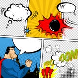 Vector Retro Comic Book Speech Bubbles Illustration. Mock-up Of Comic Book Page With Place For Text, Speech Bubbls, Symbols, Sound Royalty Free Stock Image Vector Retro Comic Book Speech Bubbles Illustration. Mock-up Of Comic Book Page With Place For Text, Speech Bubbls, Symbols, Sound Royalty Free Stock Image