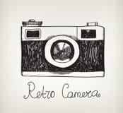 Vector retro hand drawn hipster photo camera