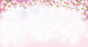 Vector roze, bloemengrens, tot bloei komende sakuraboom, bokeh effect stock illustratie Vector roze, bloemengrens, tot bloei komende sakuraboom, bokeh effect stock illustratie
