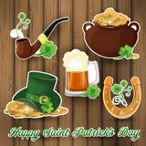 Vector Sammlung Weinleseaufkleber für Tag St Patrick s mit Hand gezeichneten Elementen stock abbildung Vector Sammlung Weinleseaufkleber für Tag St Patrick s mit Hand gezeichneten Elementen stock abbildung