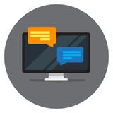 Vector screen image with popup notification windows. The idea of communication is remotely via smartphones and laptops vector illustration Vector screen image with popup notification windows. The idea of communication is remotely via smartphones and laptops vector illustration