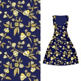 Vector seamless embroidery, floral pattern of leaves and rose on classic women`s dress mockup. Vector illustration. Hand-drawn or royalty free illustration Vector seamless embroidery, floral pattern of leaves and rose on classic women`s dress mockup. Vector illustration. Hand-drawn or royalty free illustration