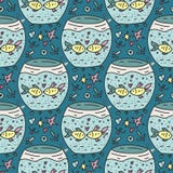 Vector seamless pattern with an aquarium and fishes couple. Royalty Free Stock Image Vector seamless pattern with an aquarium and fishes couple. Royalty Free Stock Image