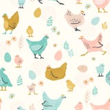 Vector seamless pattern with chicken for Easter and other users. Royalty Free Stock Image Vector seamless pattern with chicken for Easter and other users. Royalty Free Stock Image