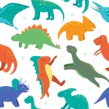 Vector seamless pattern with cute dinosaurs on white background royalty free illustration Vector seamless pattern with cute dinosaurs on white background royalty free illustration