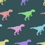 Vector seamless pattern with pixel dinosaurs Stock Photo Vector seamless pattern with pixel dinosaurs Stock Photo