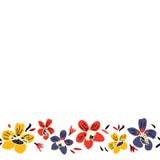 Vector seamless repeat colorful floral border pattern with blue, red, and yellow flowers and white background. royalty free illustration Vector seamless repeat colorful floral border pattern with blue, red, and yellow flowers and white background. royalty free illustration