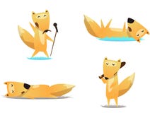 Cute, funny animals, fox character doing various actions royalty free illustration Cute, funny animals, fox character doing various actions royalty free illustration