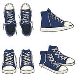 Vector Set of Cartoon High Gumshoes. Side, Top and Front Views. vector illustration Vector Set of Cartoon High Gumshoes. Side, Top and Front Views. vector illustration